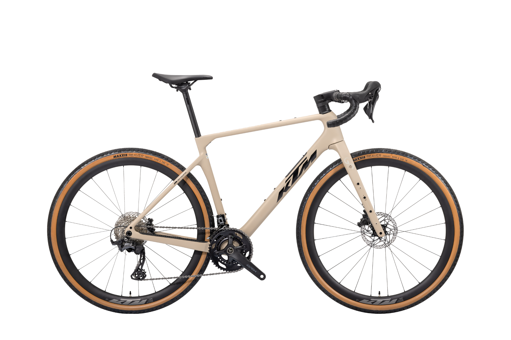 KTM GRAVELATOR ELITE 2x12 Shimano GRX Grey Beige matt black glossy